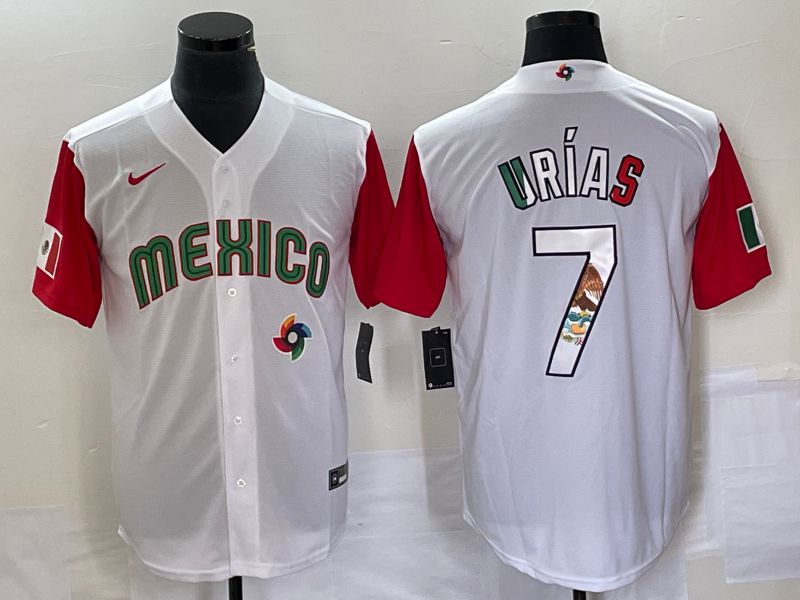 Men 2023 World Cub Mexico #7 Urias White camo Nike MLB Jersey13